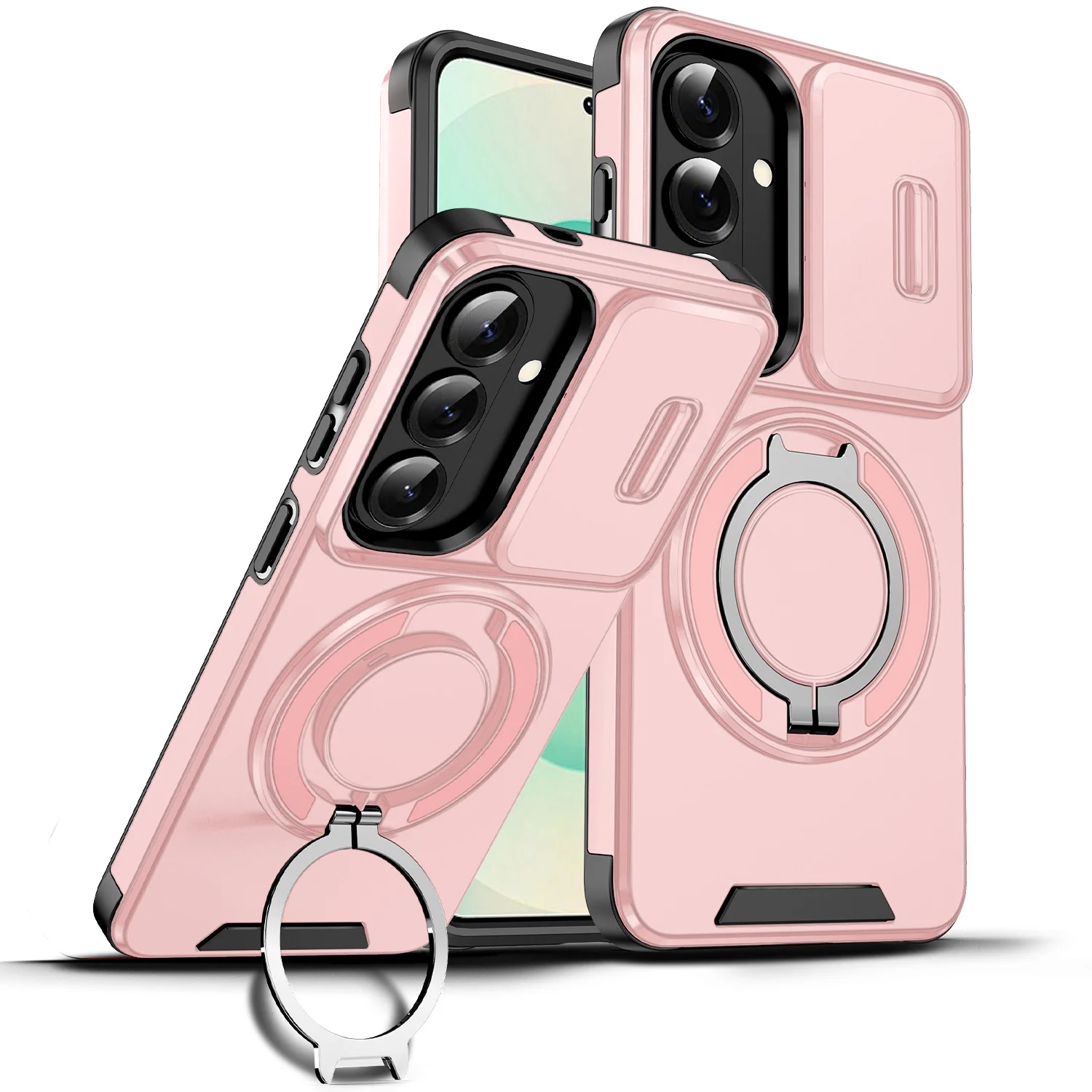 Magnetic Armor Case with 360° Rotating Bracket and Slide Camera Protection Cover