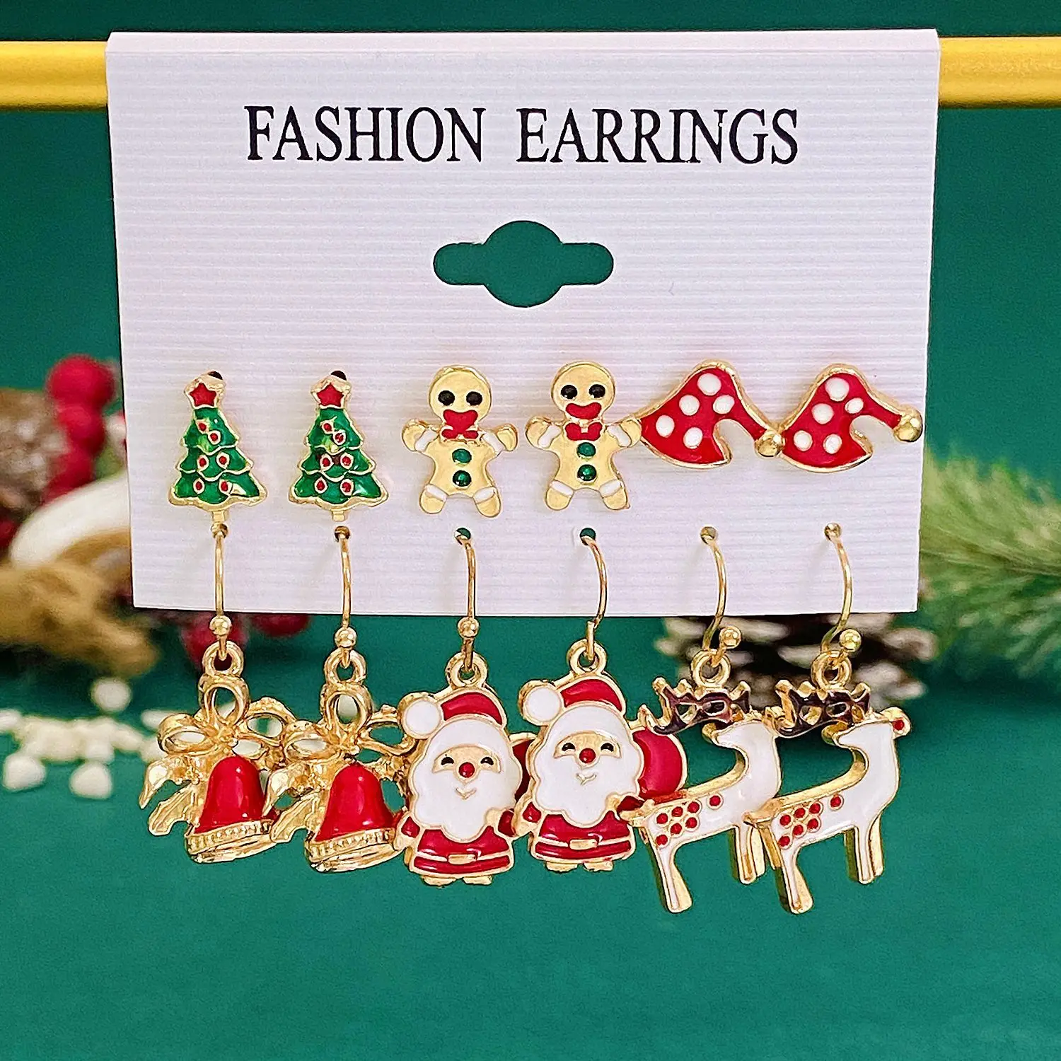Cute Christmas Dangle Earrings For Women - Santa Hat, Reindeer Holiday Party Jewelry Gift - View #8