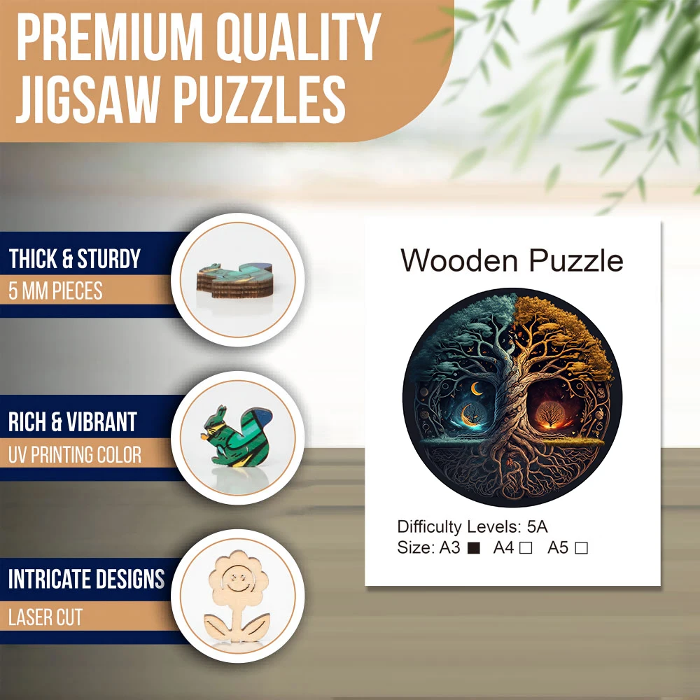 Jigsaw Puzzles Wooden Jigsaw Puzzles Wooden Puzzle Toys Yin-Yang Life Tree Wooden Jigsaw Puzzle For Adults
