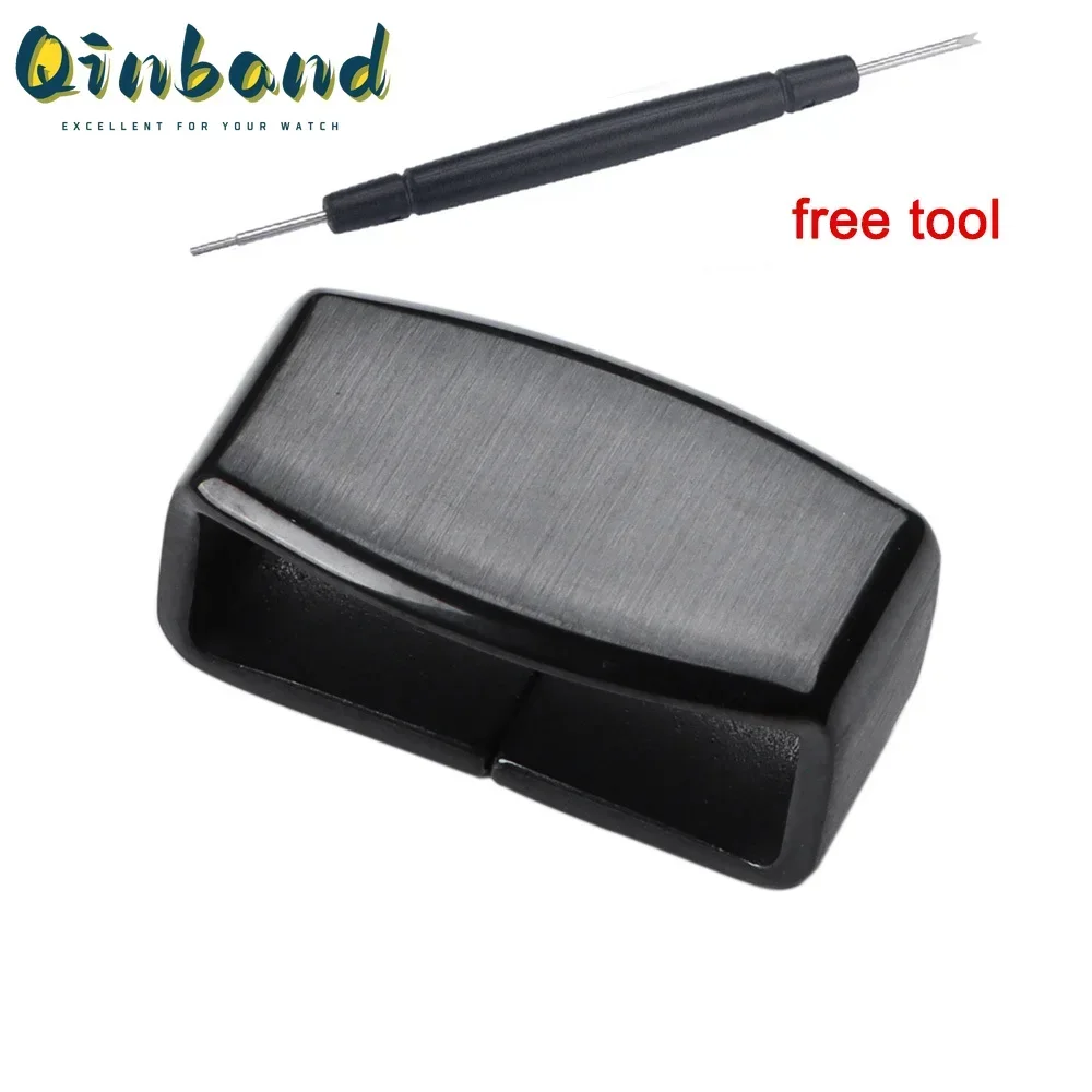 Versatile Metal Steel & Silicone Watch Band Keeper with Enhanced Loop Locker Ring Buckle