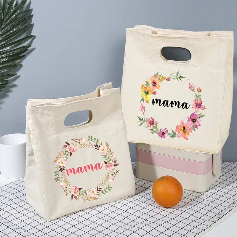 

Изолированная сумка для ланча Flower Mama, женские сумки-холодильники, Термосумка для мороженого, сумки-тоуты для еды и пикника, подарочные пакеты на День Матери