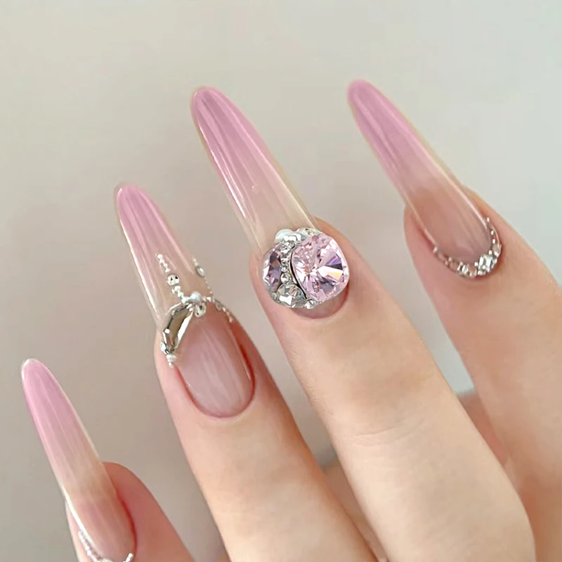 4PCS Top Sparkling Colorful Fat Square Pile Diamonds Crystal Nail Art Rhinestones Gems Decorations Manicure Fantasy Ornaments 4