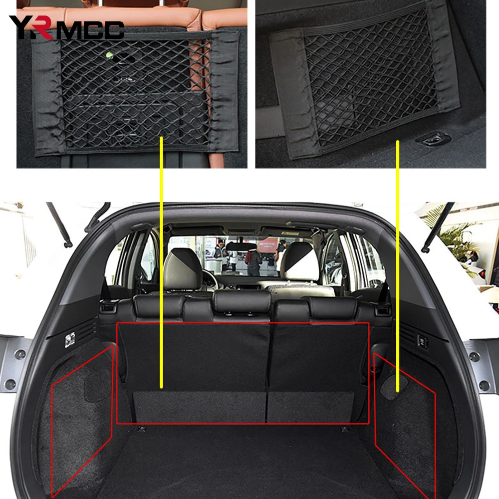 Car Storage Bag Car Back Rear Trunk Bag Organizer Mesh Net Auto Seat Back Storage Pocket Universal Car Stowing Tidying Elastic String Net