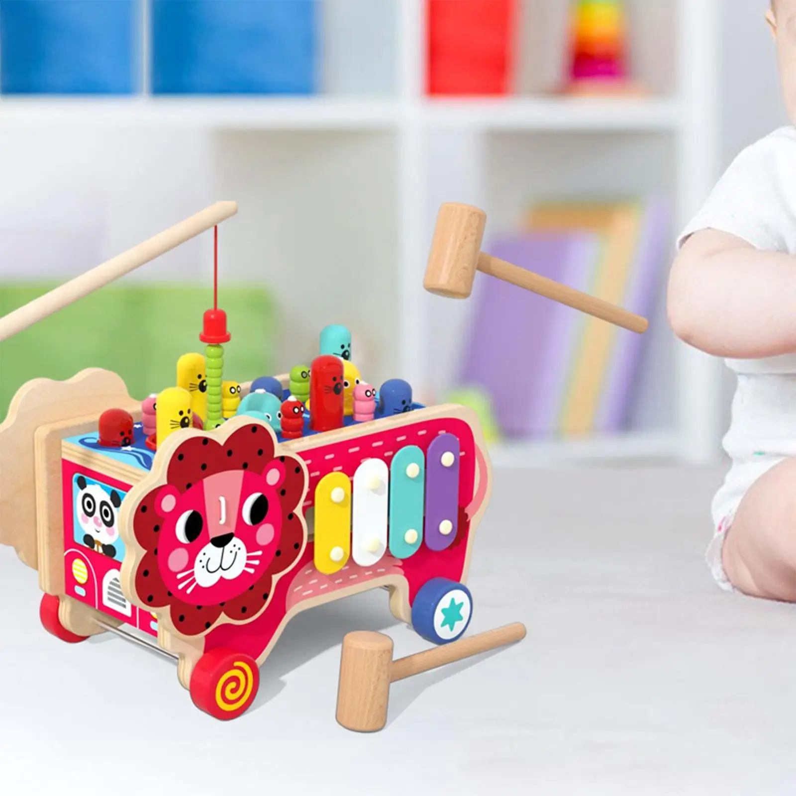 

Wooden Glockenspiel Percussion Montessori Motor Skill Fishing Game for Preschool Children Party Toy Toddler Kids