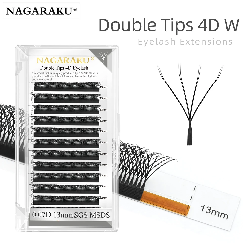 NAGARAKU Double Tips 4D W Shape Eyelash Extensions Split Top 8 ...