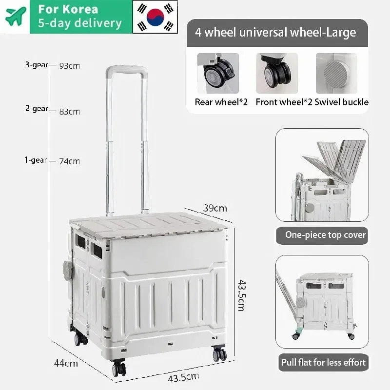 Trolley Vegetable Basket Trolley Pull Rod Rear Shopping Cart Outdoor Folding Portable Shopping Carts Hand Pushing Picnic Camping