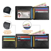 Slim Minimalist Tri-Fold Wallet Carbon Fiber RFID Blocking Men's  Wallet With ID Window and 9 Card Slots 2