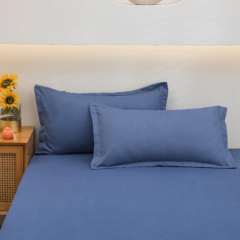 Washed Cotton Flat Bed Sheet Solid Bed Cover Single Double Queen King Size Bedsheet Linens Soft Bedspread (Pillowcase Can Order) 6