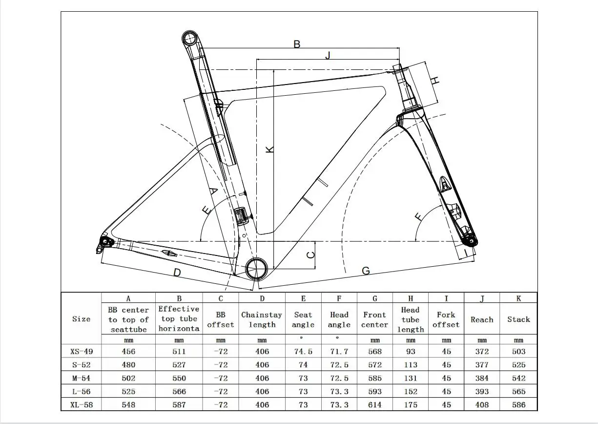 Model T47 Ostro Vam Full Black Glossy Frameset Carbon Bike Road Frame with Fork Seatpost Clamp Headset With 32C Disc Brake