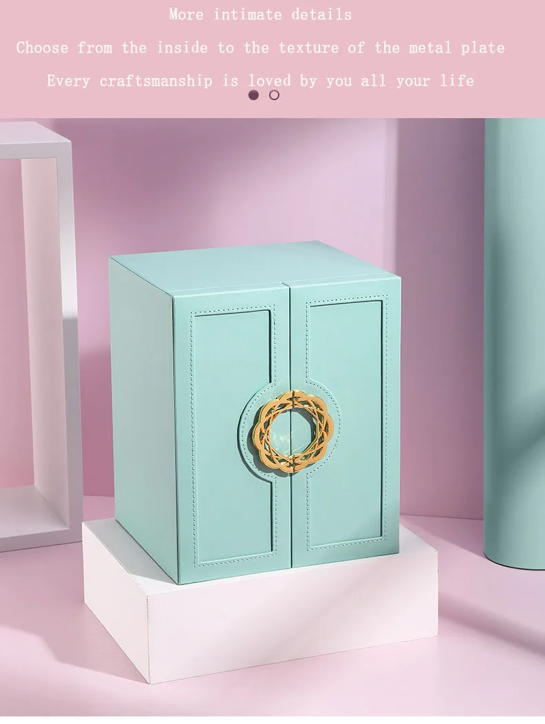 Multi-Layer Desktop Home Leather Drawer Large Capacity Earrings Necklace Jewelry Storage Box