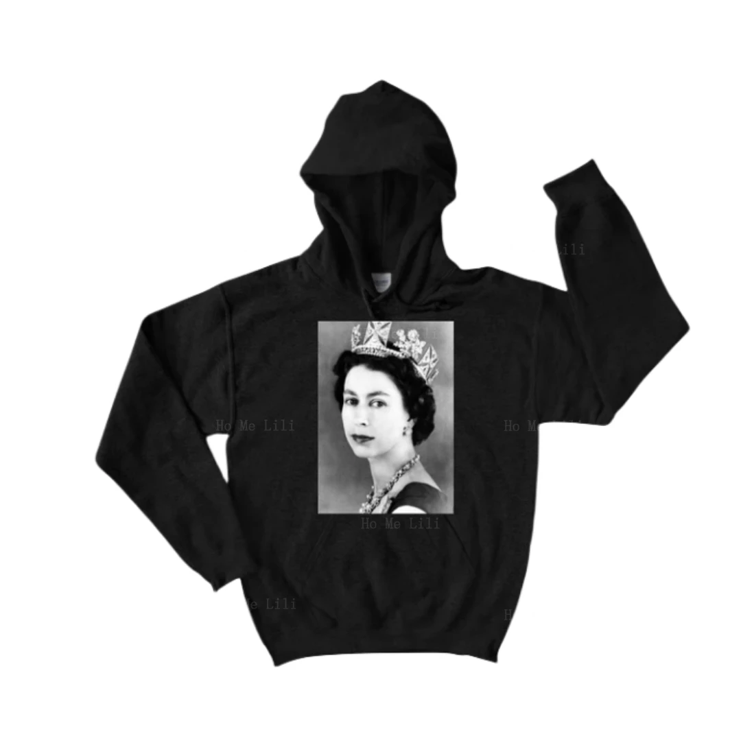 Sua Majesty The Queen Elizabeth Ii Queen Bootleg Uomo Donna Felpa Con Cappuccio Oversize Personalizzata Meme