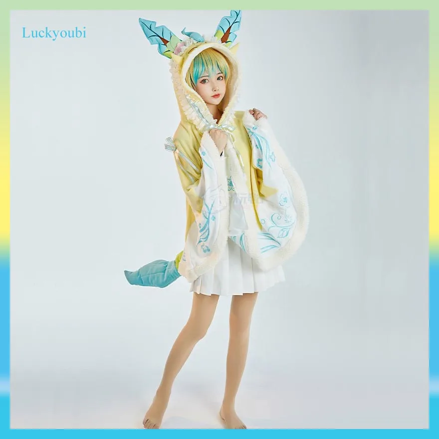 

Leafeon Cos Cloak Cosplay Warm Coat Fall Winter Windproof Suit Cosplay Leafeon informal dress