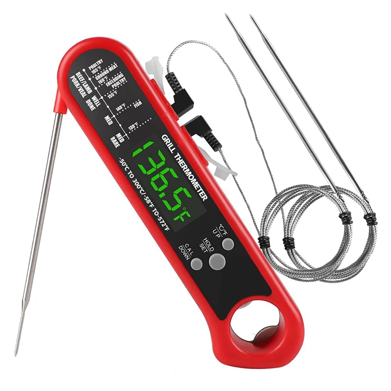 3 In 1 Digital Meat Thermometer,Instant Read Food Thermometer With 2