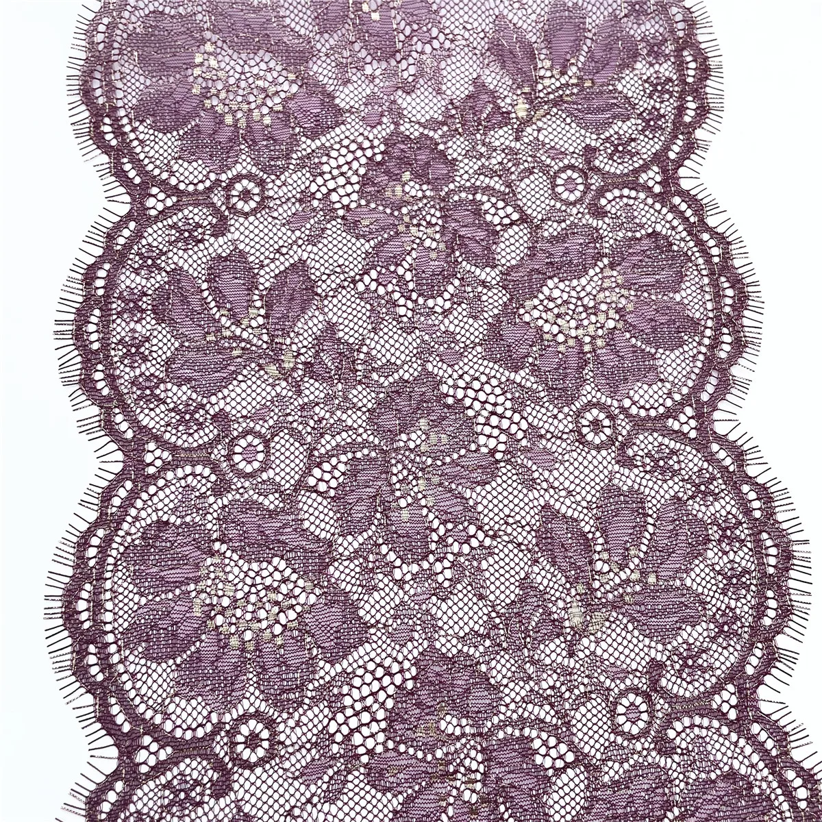 3y/lot Width 9 inch 23cm Burgundy Gold Non-Elastic Eyelash Lace Trim Lingerie Sewing Craft DIY Apparel Fabric Lace Garment Acce 5