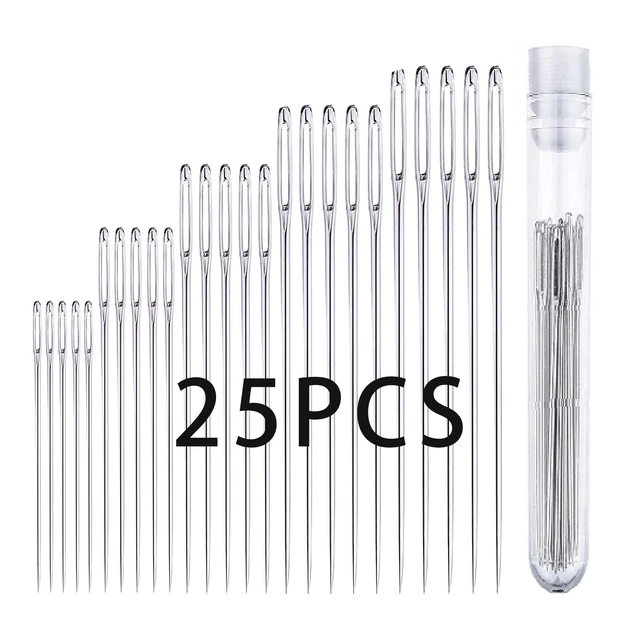 25Pcs Large Eye Sewing Needles For Cross Stitch Knitting Needle