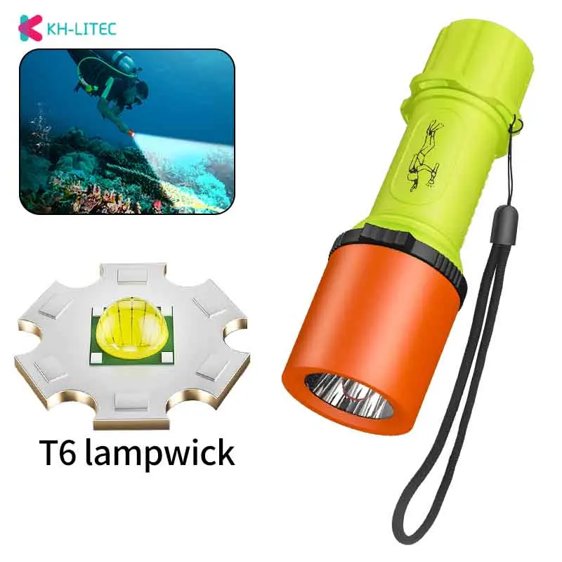 New LED flashlight CREE T6 LED Waterproof underwater scuba Dive Diving Flashlight Torch light lamp for diving light