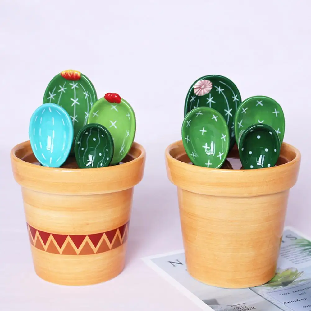 Food Spoon Rice Spoon Measuring Spoon Cactus Shape 1 Set stainless steel spoon cutlery set