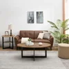 Solid Wood Oval Coffee Table with Cross Metal Legs, 47.9" Industrail Bar Cocktail Table for Living Room Kitchen Office 4