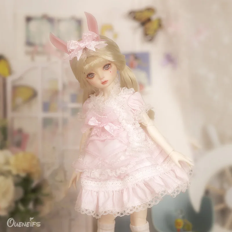 

BJD Doll 1/6 Joy Pink Lace brimmed Shaggy Skirt Lovely Girl High Quality Toy Resin Gift Collection