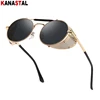 Retro Round Steampunk Sunglasses Men Women UV Side Shield Glasses Metal Frame Gothic Mirror Lens Sun Glasses Fashion