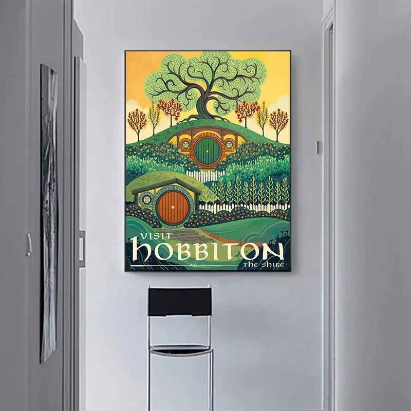 Abstract Ring Art Retro Travel Poster Canvas Painting Vintage Film Mordor Castle Lord Magic Wall Kid Bed Room Home Decor Picture vintage art poster