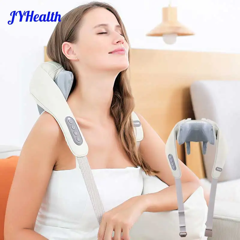 JYHealth shiatsu Neck shoulder massager Heating muscle kneading shawl Cervical electric all body Massage pillow masajeador tools