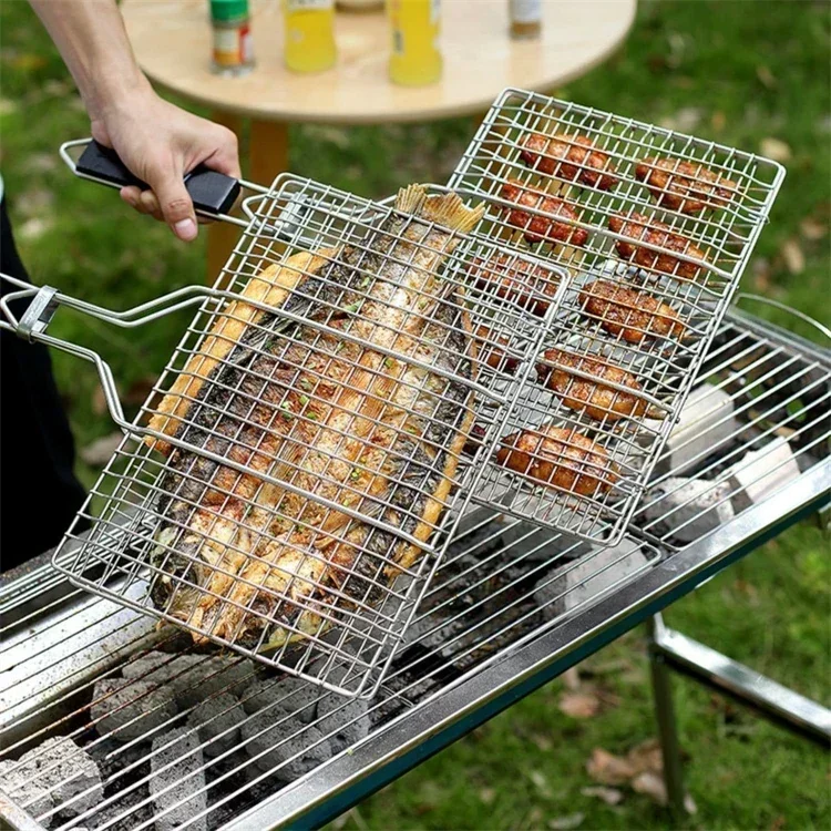 BBQ Grill Basket Foldable Portable Stainless Steel