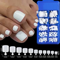 100PCS Short Square False Toenail Tips Full Cover White Artificial Fake Toenail Acrylic Foot Nail Art Tip Press on Toe Extension 3