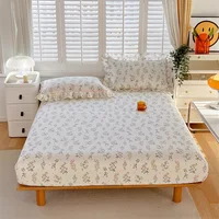 Floral Style Fitted Sheet Pure Cotton Bed Cover Skin-friendly Bed Sheets couvre lit Adults Kids Bed Linen (No Pillowcase) 1