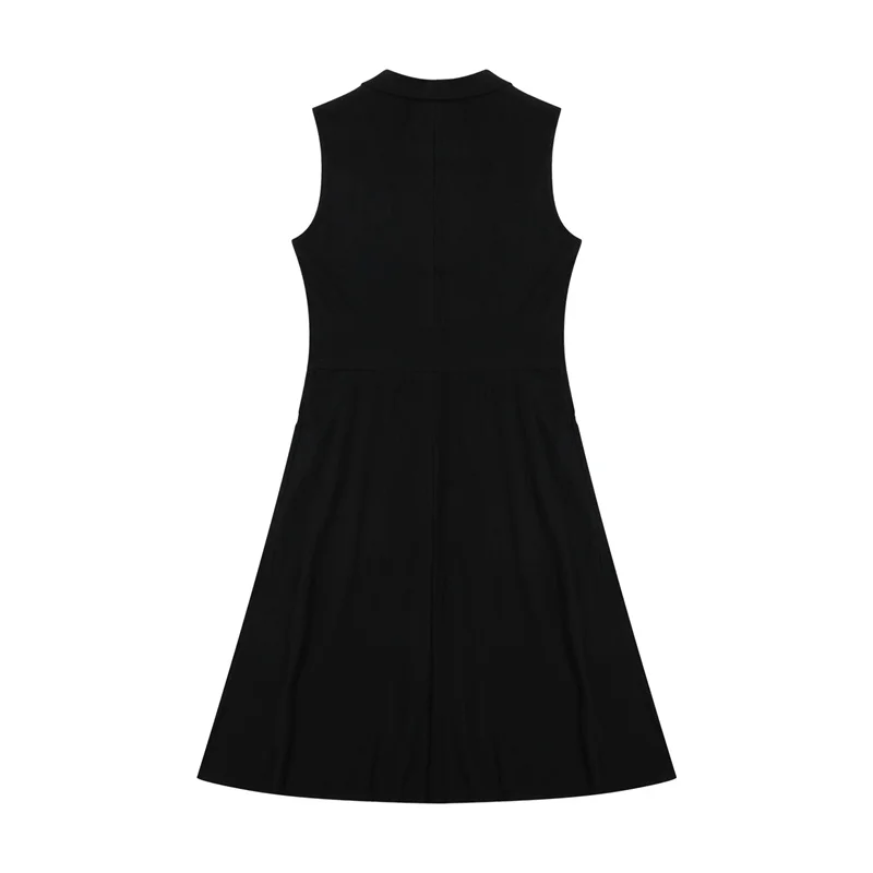 Beach Dress Women Solid Color Turn Down Collar Single Breasted Sleeveless A Line Long Dresses Vacation Party Dresses