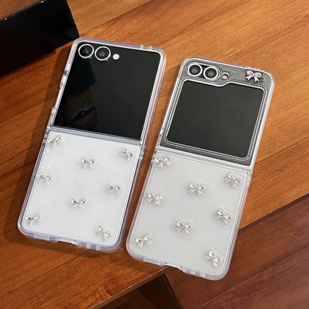 Cute Bowknot Transparent Shockproof Flip Case - Elegant and Protective Cover