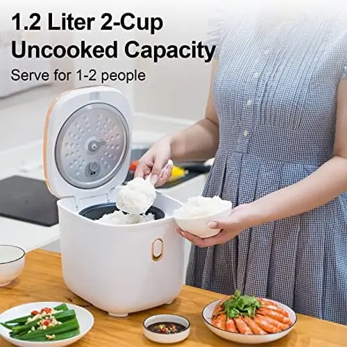 Cooker, 4 Cups Uncooked Mini Rice Cooker, 2L(2.1 QT) Protable Rice Cooker  for 1-4 people, 120V Rice Maker with 24 Hours Timer De