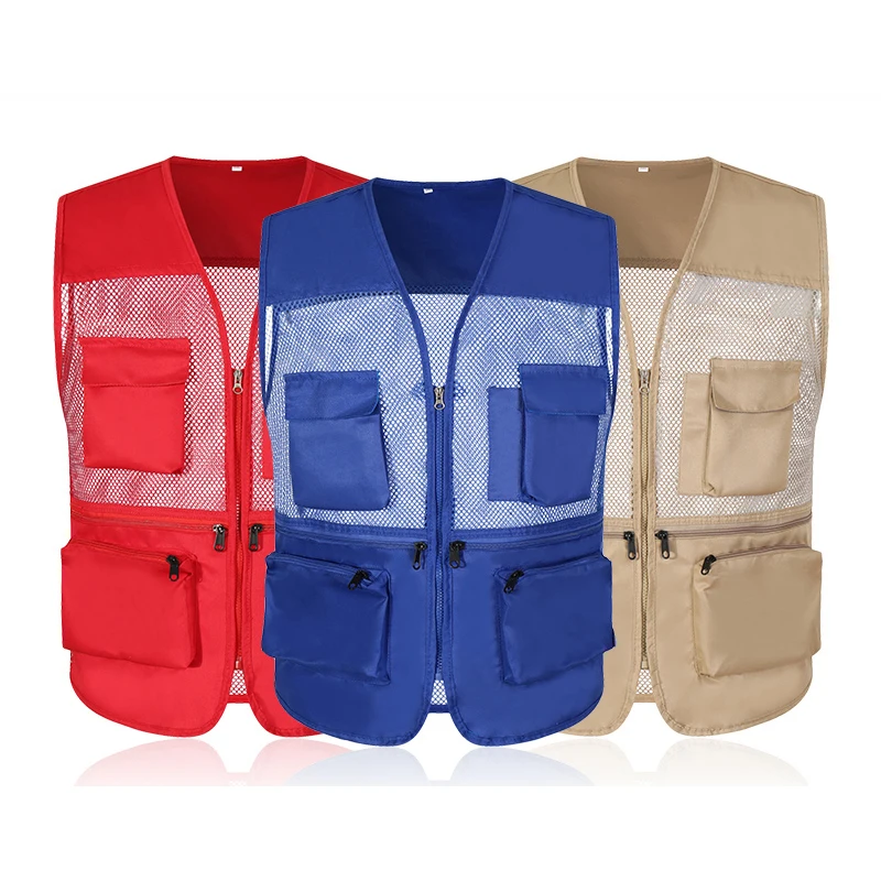 New Casual Loose Polycotton Men Vest VNeck Mesh Zipper Sleeveless Mens