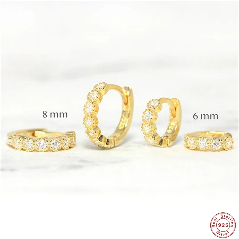 Gold Plated 925 Sterling Silver Circle Hoop Earring Engraved CZ