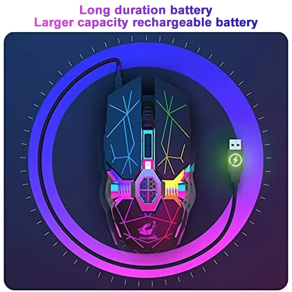 Wireless Gaming Mouse Rechargeable RGB Lights Adjustable DPI Quiet Click Auto Sleep Ergonomic for Gaming Or Working gaming mouse wireless mouse wireless gaming mouse ergonomic mouse