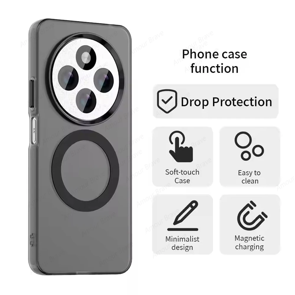 Sleek Matte Clear Shockproof Phone Case with Magnetic Cover Compatibility