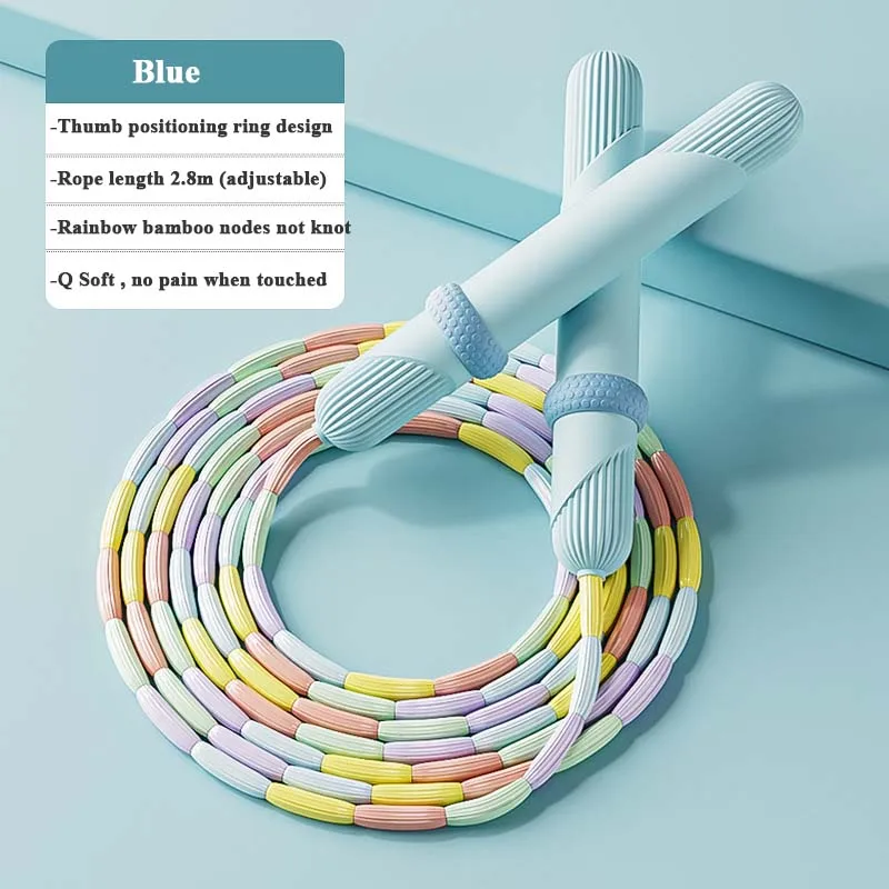 Jump Rope 2.8M Bamboo Joint PVC Beginners Adult Children Soft Beaded No Tangle Segmented Fitness Exercise