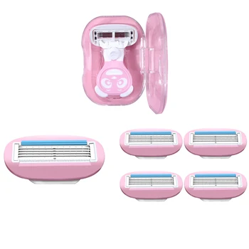 Rasoio portatile da donna Sostituibile Testa di taglio Trimmer Rasoio per capelli 5 lame Rasoio per la rimozione dei peli del viso per viso/gamba/ascella 1