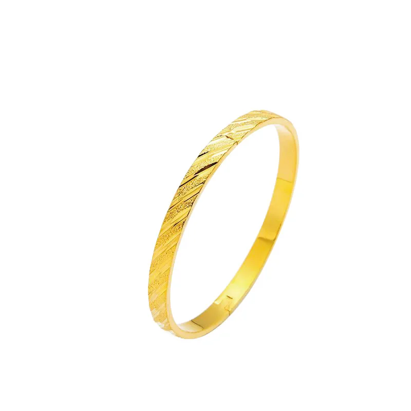 Wholesale Jewelry-- Embroidery Bangles and Bracelets 58mm For Women Wedding Jewelry Pure Gold Color 6