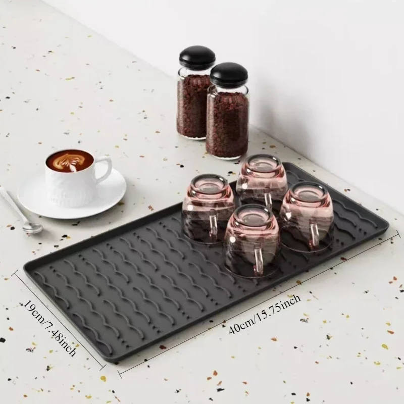 Silicone Coffee Machine Mat with Detachable Dish Drying Mat