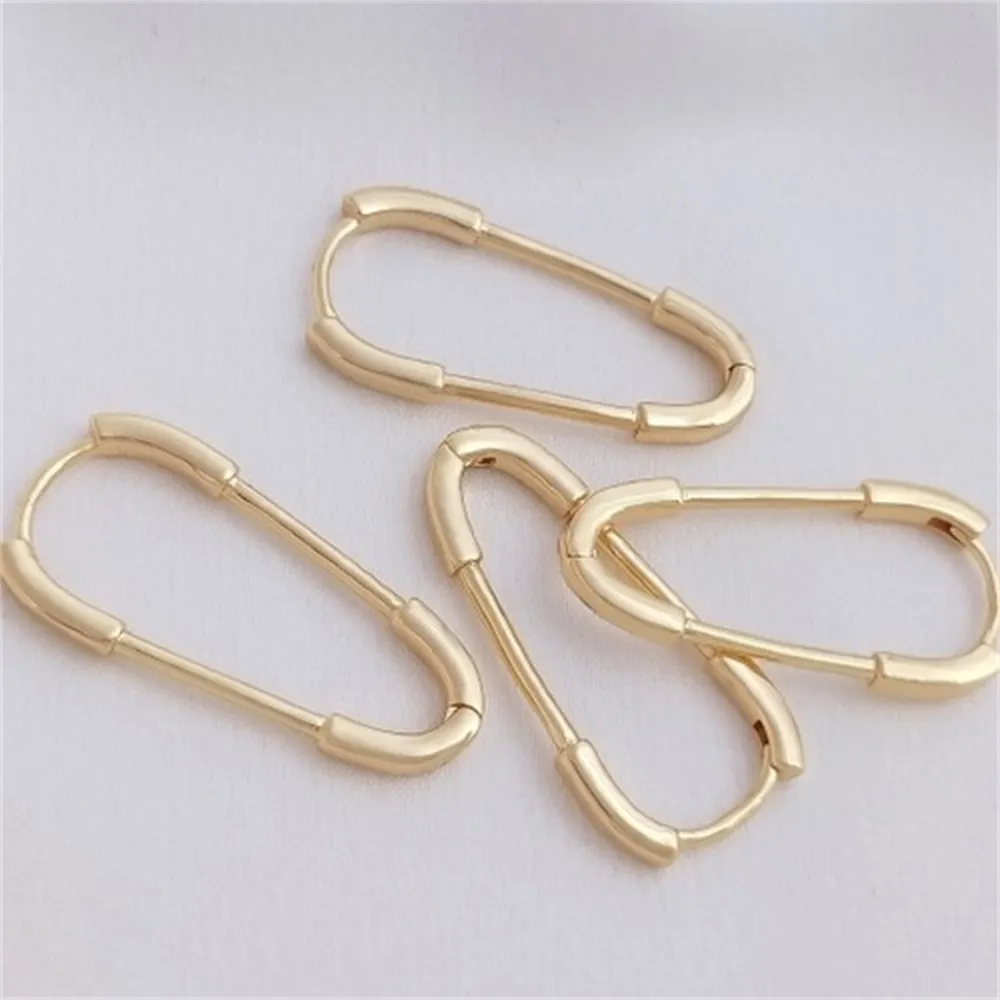 Earrings 14K Gold Wrapped Pin Shaped Buckle DIY Copper Wrapped Genuine Gold Handmade Ear Jewelry Material Handmade Accessories