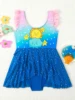 2025 Girls Printed Ruffle Swimsuit One Piece Kids Beach Dress Strappy Swimwear Children Swimming Bathing Swim Suit Beachwear