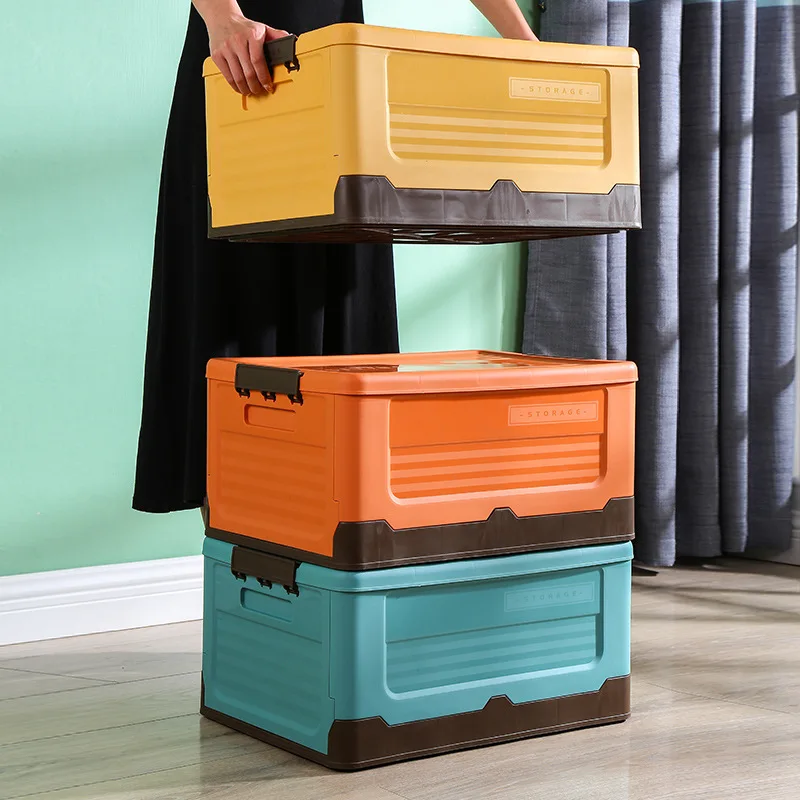 Foldable Storage Box Plastic Clothes Organizer with Lid Toys Books