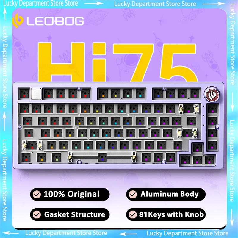 

LEOBOG Hi75 Wirled Hot-Swap RGB Mechanical Keyboard Kit Gasket Custom Keyboard Aluminum Alloy Body Pc Gamer Accessories Laptop