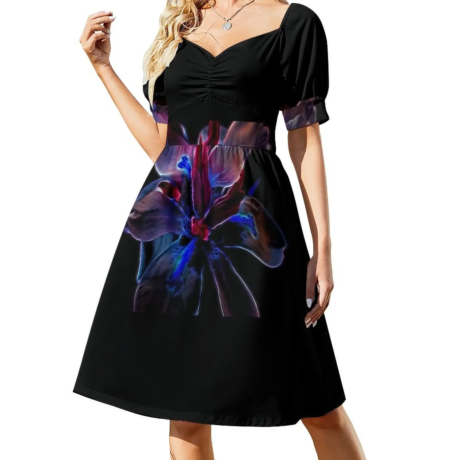 thumbnail image 1 of Vestido sin mangas con flores brillantes, vestido de playa para mujer, vestidos con mangas largas para mujer, 1 of 7