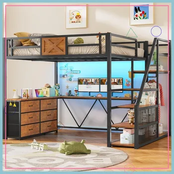 Full Loft Bed Desk 1