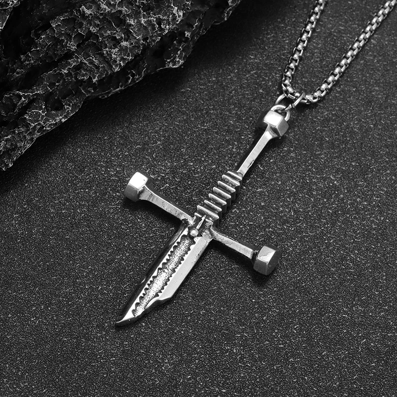 Collana Con Spada Rotta Retrò Cosplay Da Uomo Cool Punk Trend Spada Ciondolo Maglione Catena Hip Hop Biker Accessori Per Feste