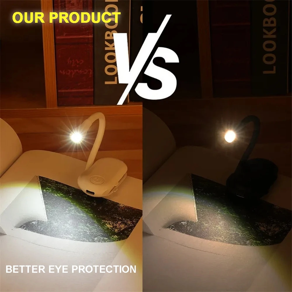 Portable LED Book Lights USB Rechargeable Eye Protection Night Light Mini 360°Clip-On For Reading Lamp Travel Bedroom Led 4