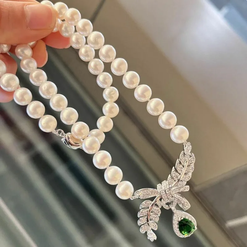 

gorgeous 9-10mm south sea round white pearl necklace pendant 925s jewelry necklaces vintage necklace