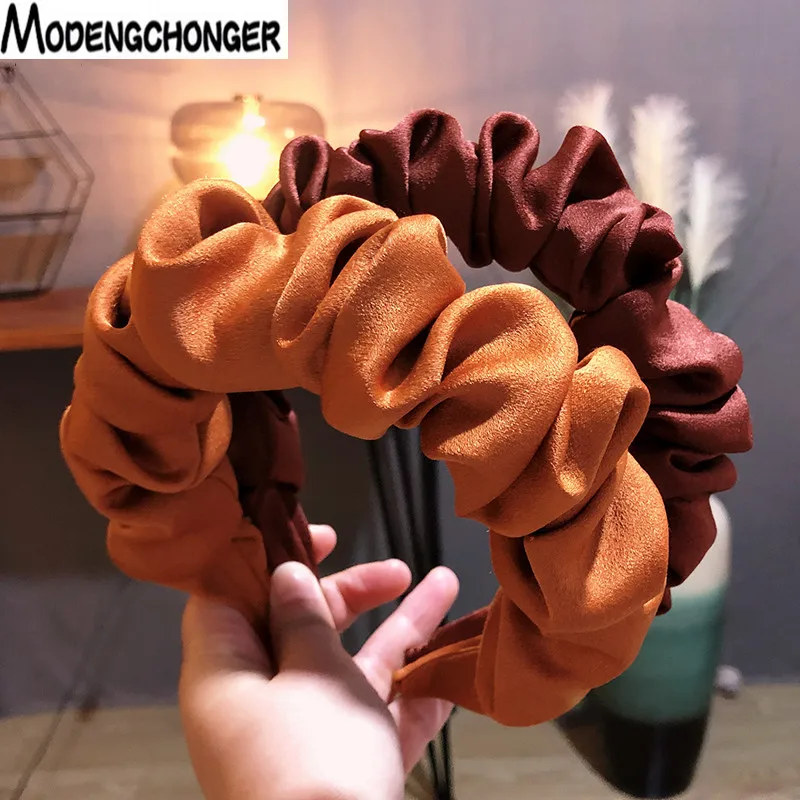 Neue Mode Frühjahr Haarband Frauen Individualität Plissee Stirnband Frische Feste Haar Band Erwachsene Hundert Passenden Haar Zubehör